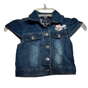 Limited Too Girls Denim Vest Jacket – Floral Embroidered Jean Vest